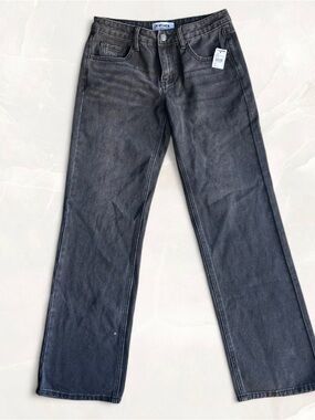 RSQ Jeans Womens 26 Black Low Rise Straight Leg 100% Cotton Denim Washed Casual